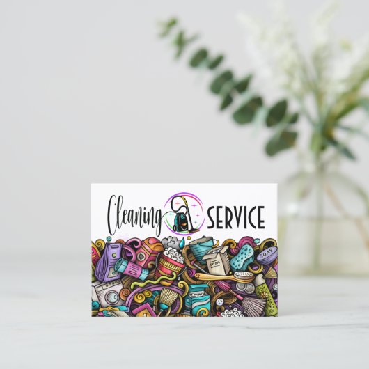 Cleaning Service Housekeeping  Business Card 名刺 (スタンド正面)