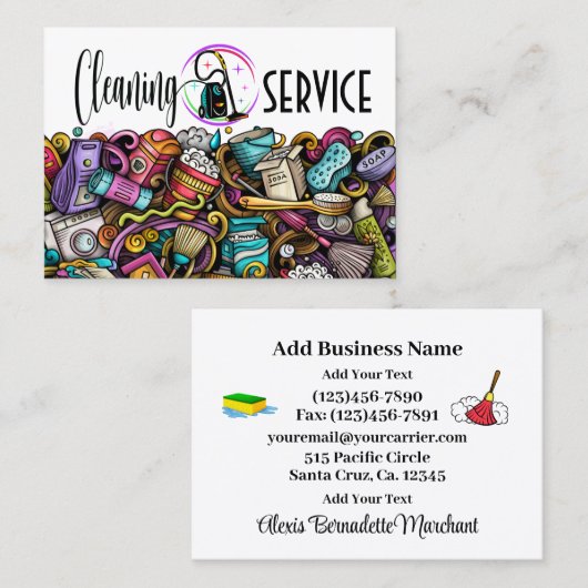 Cleaning Service Housekeeping  Business Card 名刺 (正面/裏面)