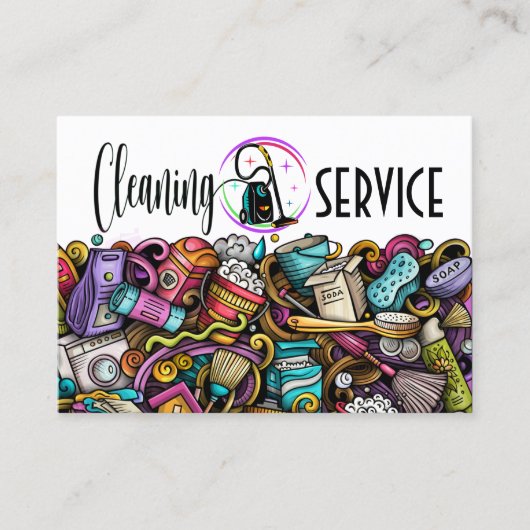 Cleaning Service Housekeeping  Business Card 名刺 (正面)