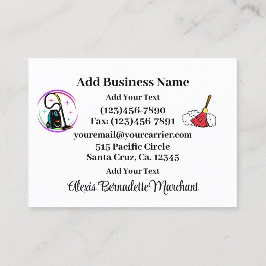 Cleaning Service Housekeeping  Business Card 名刺 (裏面)