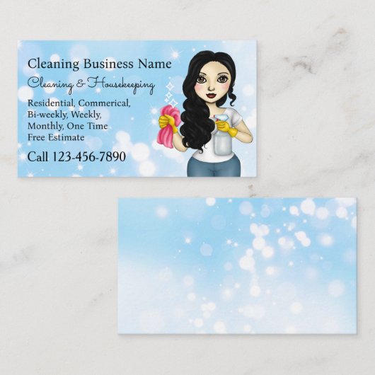 Cleaning Service Maid Housekeeping Janitorial 名刺 (正面/裏面)