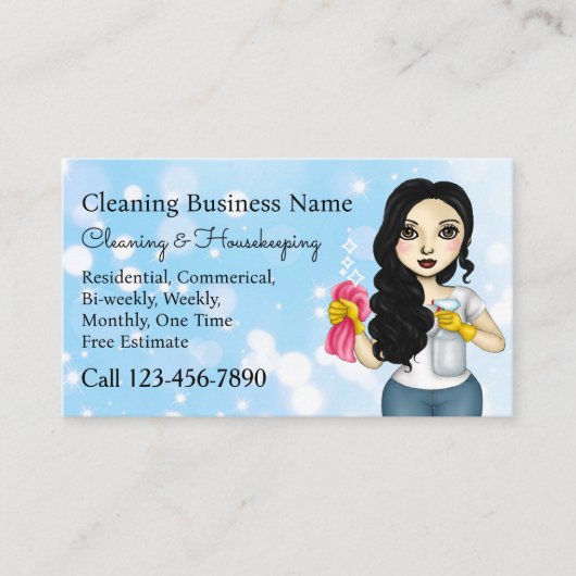 Cleaning Service Maid Housekeeping Janitorial 名刺 (正面)
