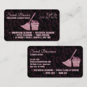 Cleaning Service Maid Janitorial pink swirl 名刺 (正面/裏面)