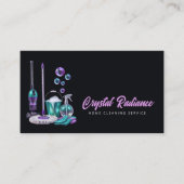 Cleaning Service Supplies Modern QR Code 名刺 (正面)