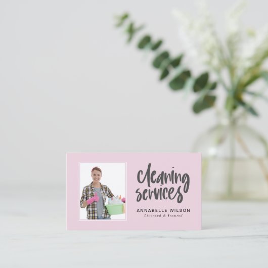 Cleaning Servicesの写モダン真 名刺 (スタンド正面)