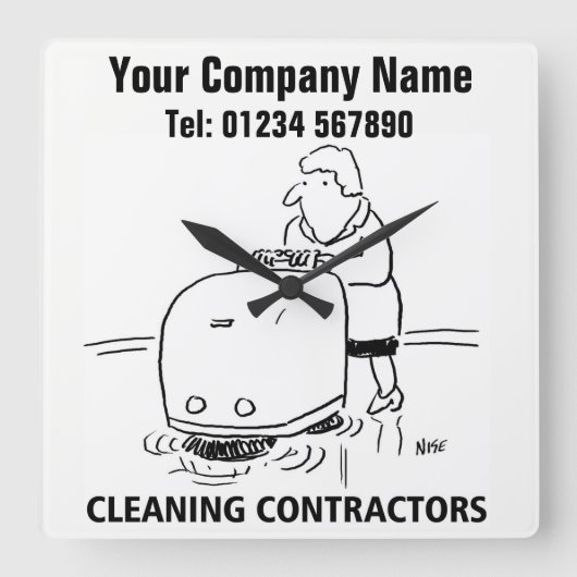 Cleaning Servicesの漫画の時計 スクエア壁時計 (正面)