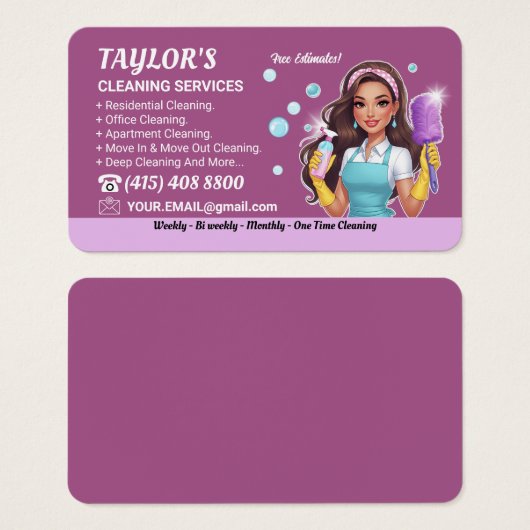 Cleaning Services Brunette Maid House Cleaning  (正面&裏面)