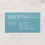 Cleaning Services - Elegant Floral Teal and Pink 名刺 (裏面)
