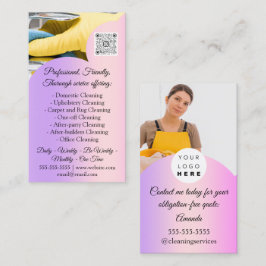 Cleaning Services House Keeping QRCode Photo Pink 名刺