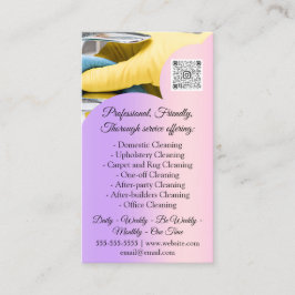 Cleaning Services House Keeping QRCode Photo Pink 名刺