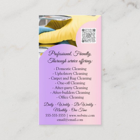 Cleaning Services House Keeping QRCode Photo Pink 名刺 (正面)