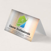 Cleaning Services House Logo | Metal Background 名刺 (正面)