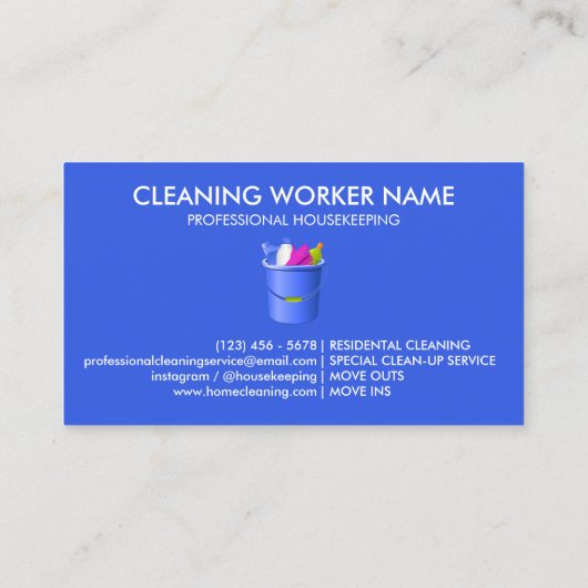 Cleaning Services Icons Cute blue 名刺 (裏面)