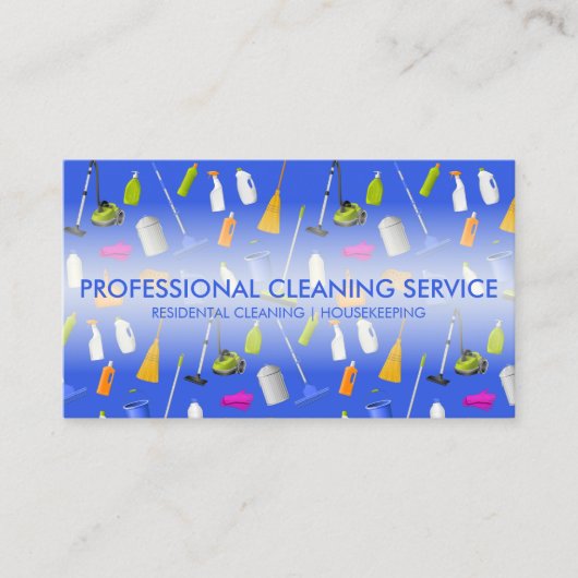 Cleaning Services Icons Cute blue 名刺 (正面)