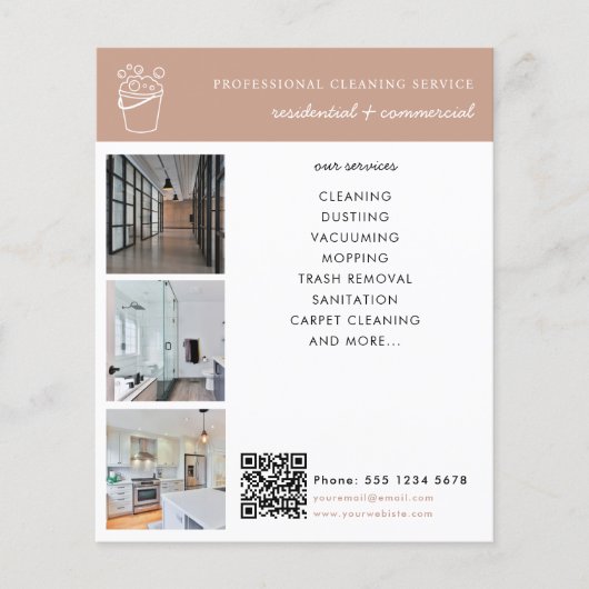 Cleaning Services Logo Business Promotional Modern チラシ (正面)