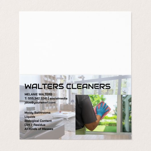 Cleaning Services Logo | Maid Washing Window 名刺 (外部フラット)