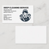 Cleaning Services | Maid with Broom Logo 名刺 (正面/裏面)