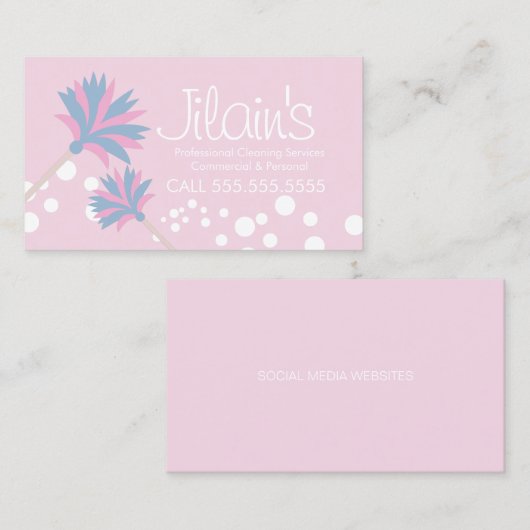 Cleaning Services Mop Bubbles Pink名刺 名刺 (正面/裏面)