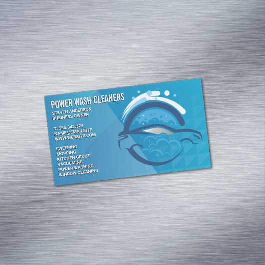 Cleaning Services | Pressure Wash Car Bubbles マグネット名刺 (インサイチュ)