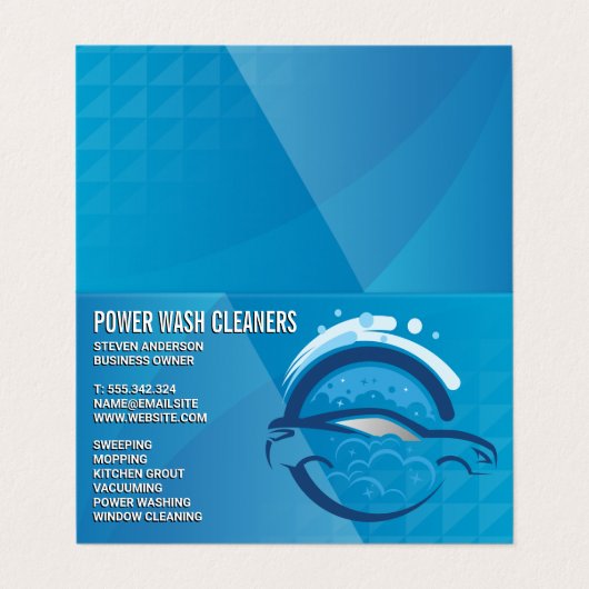 Cleaning Services | Pressure Wash Car Bubbles 名刺 (外部フラット)