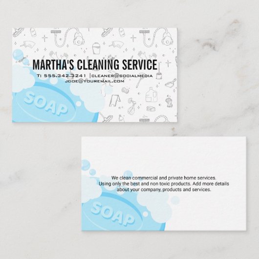 Cleaning Services | Soap Bubbles | Maid 名刺 (正面/裏面)