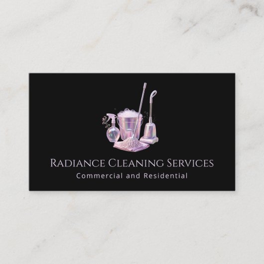 Cleaning Services Supplies Modern QR Code 名刺 (正面)