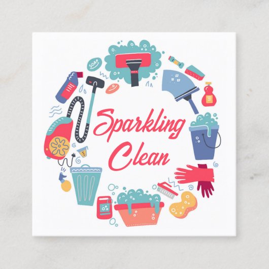 Cleaning Supplies Housekeeping Service スクエア名刺 (正面)
