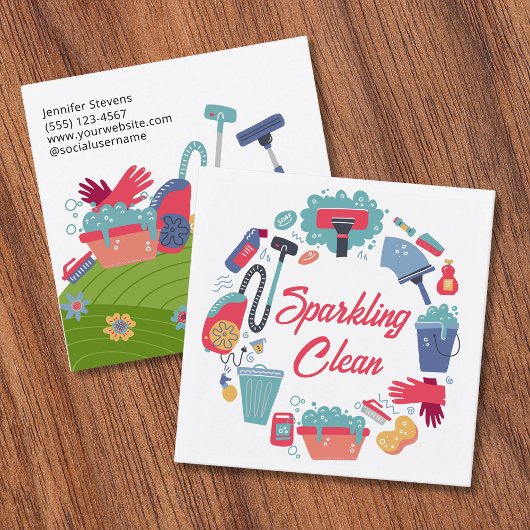 Cleaning Supplies Housekeeping Service スクエア名刺