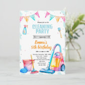 Cleaning theme girl party invitation 招待状 (スタンド正面)