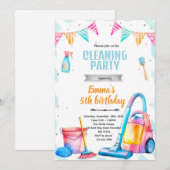 Cleaning theme girl party invitation 招待状 (正面/裏面)