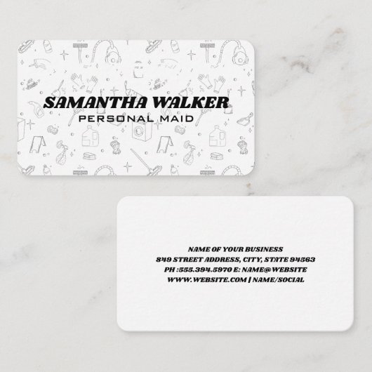 Cleaning Tools Pattern | Maid Services 名刺 (正面/裏面)