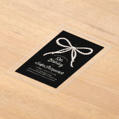 CLEAR ACRYLIC 19th Birthday Black White Pearl Bow アクリル招待状 (レイダウン)