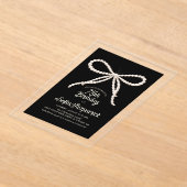 CLEAR ACRYLIC 75th Birthday Black White Pearl Bow アクリル招待状 (レイダウン)