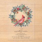 CLEAR ACRYLIC 85th Birthday Party Cardinal アクリル招待状 (正面)