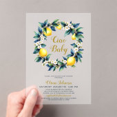 Clear Acrylic Ciao Baby Lemon Wreath Baby Shower アクリル招待状 (インサイチュ (ポータブル))