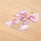 Clear Acrylic Girl's First Communion Pink Bow Arch アクリル招待状 (レイダウン)