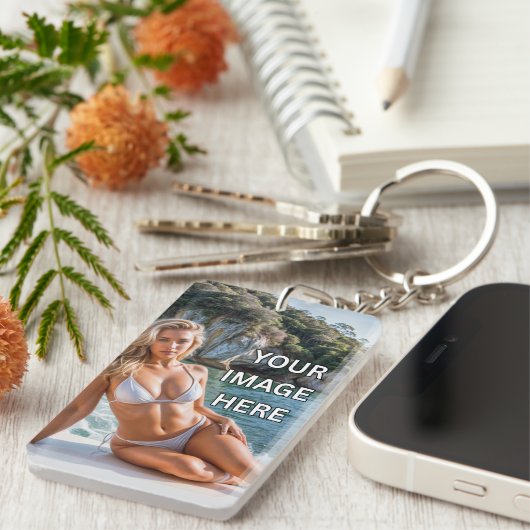 CLEAR! 🔑 Acrylic Keychain – Add Image or Text キーホルダー (正面右)