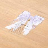 Clear Acrylic Purple Bow Rose First Communion アクリル招待状 (レイダウン)