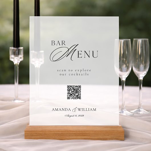 Clear Acrylic QR Code Bar Menu Sign アクリルサイン