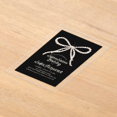 CLEAR ACRYLIC Sweet 16 Black White Pearl Bow アクリル招待状 (レイダウン)