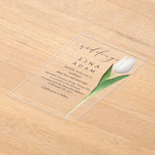Clear Acrylic Tulip Wedding Invitation アクリル招待状 (レイダウン)
