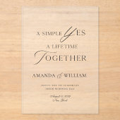 Clear Acrylic Wedding Invitation | Minimal Modern アクリル招待状 (正面)