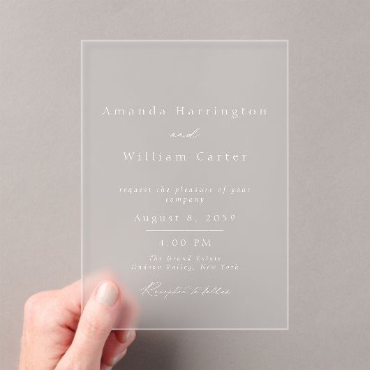 Clear Acrylic Wedding Invitation, Modern Minimal アクリル招待状 (インサイチュ (ポータブル))