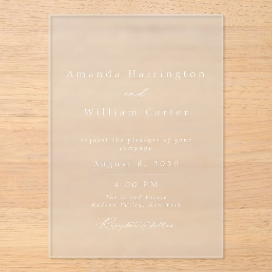 Clear Acrylic Wedding Invitation, Modern Minimal  アクリル招待状 (正面)