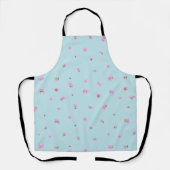 Clear Aqua Light Pink Cosmos Floral Pattern エプロン (正面)
