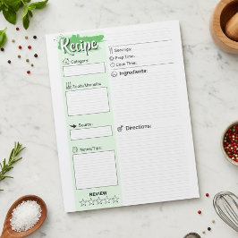 Clear Blank Full Page Recipe Papers | Personalized ノートパッド