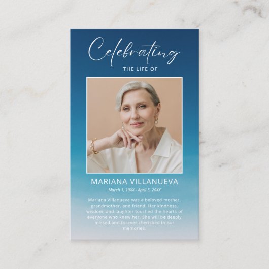 Clear Blue Sky Prayer Photo Sympathy Cards 名刺 (正面)