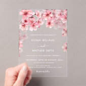Clear Cherry Blossom Wedding アクリル招待状 (インサイチュ (ポータブル))