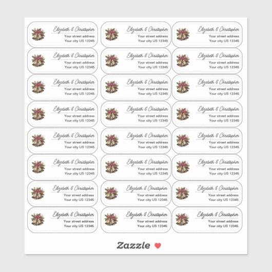 Clear Christmas Bells Return Address Transparent  シール (シート)