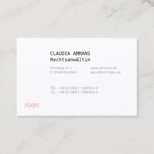 Clear, colorful, clear business card (3c) 名刺 (裏面)